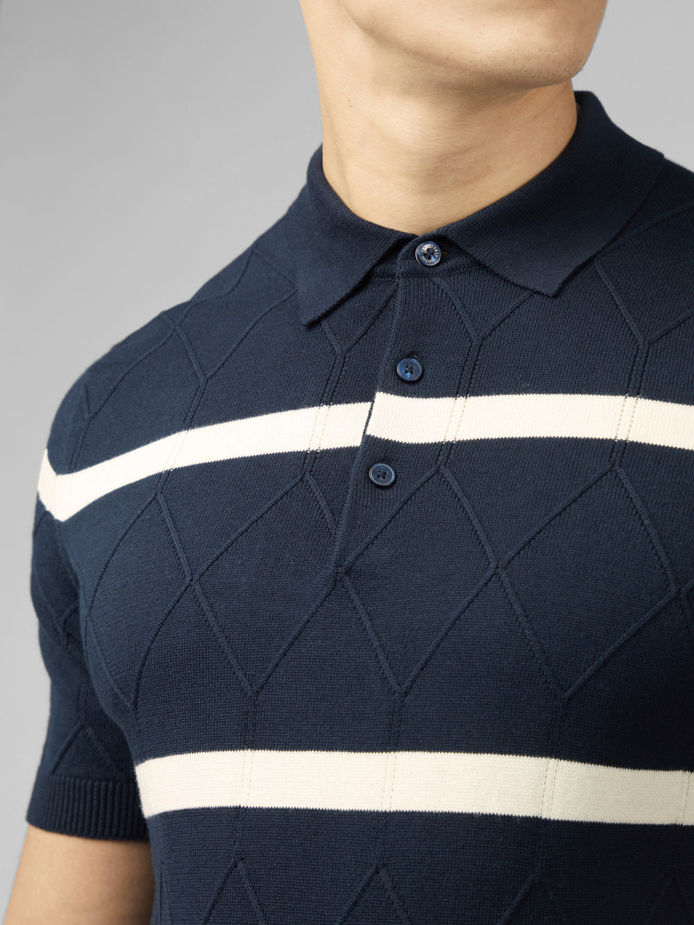 Prendas De Punto Ben Sherman Signature Argyle Stripe Polo Azul Marino | 105-SUPBVY