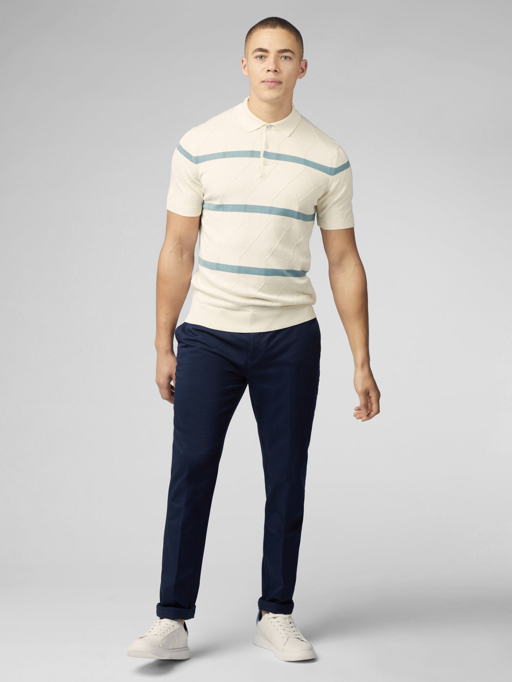 Prendas De Punto Ben Sherman Signature Argyle Stripe Polo Blancas | 358-KWXOHB