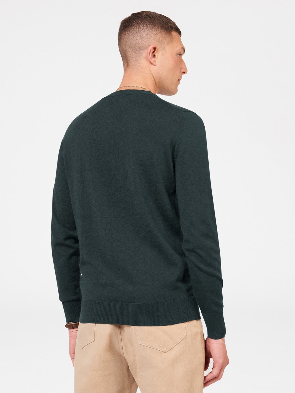 Prendas De Punto Ben Sherman Signature Merino Crewneck Verde Oscuro | 346-QMDGUJ