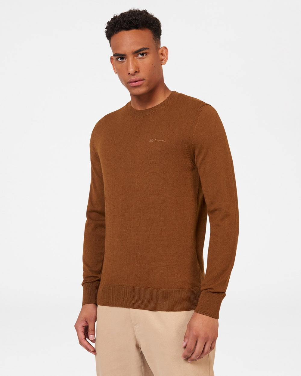 Prendas De Punto Ben Sherman Signature Merino Crewneck Marrones | 958-YJPNDX