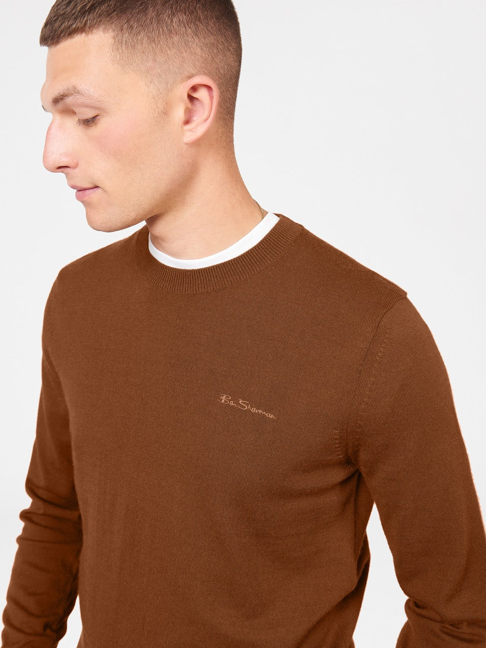 Prendas De Punto Ben Sherman Signature Merino Crewneck Marrones | 958-YJPNDX