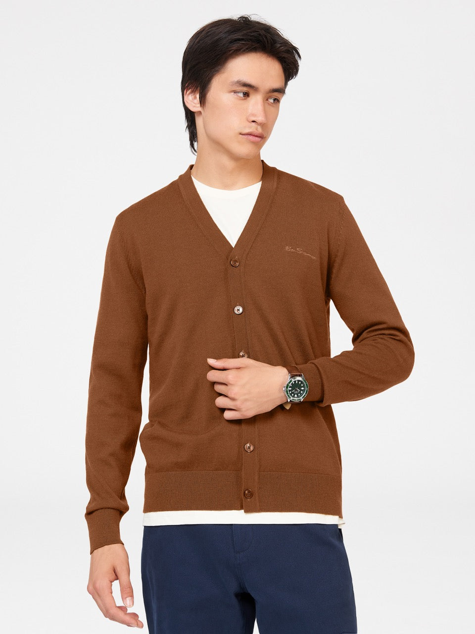 Prendas De Punto Ben Sherman Signature Merino Cardigan Marrones | 267-KLPSOA