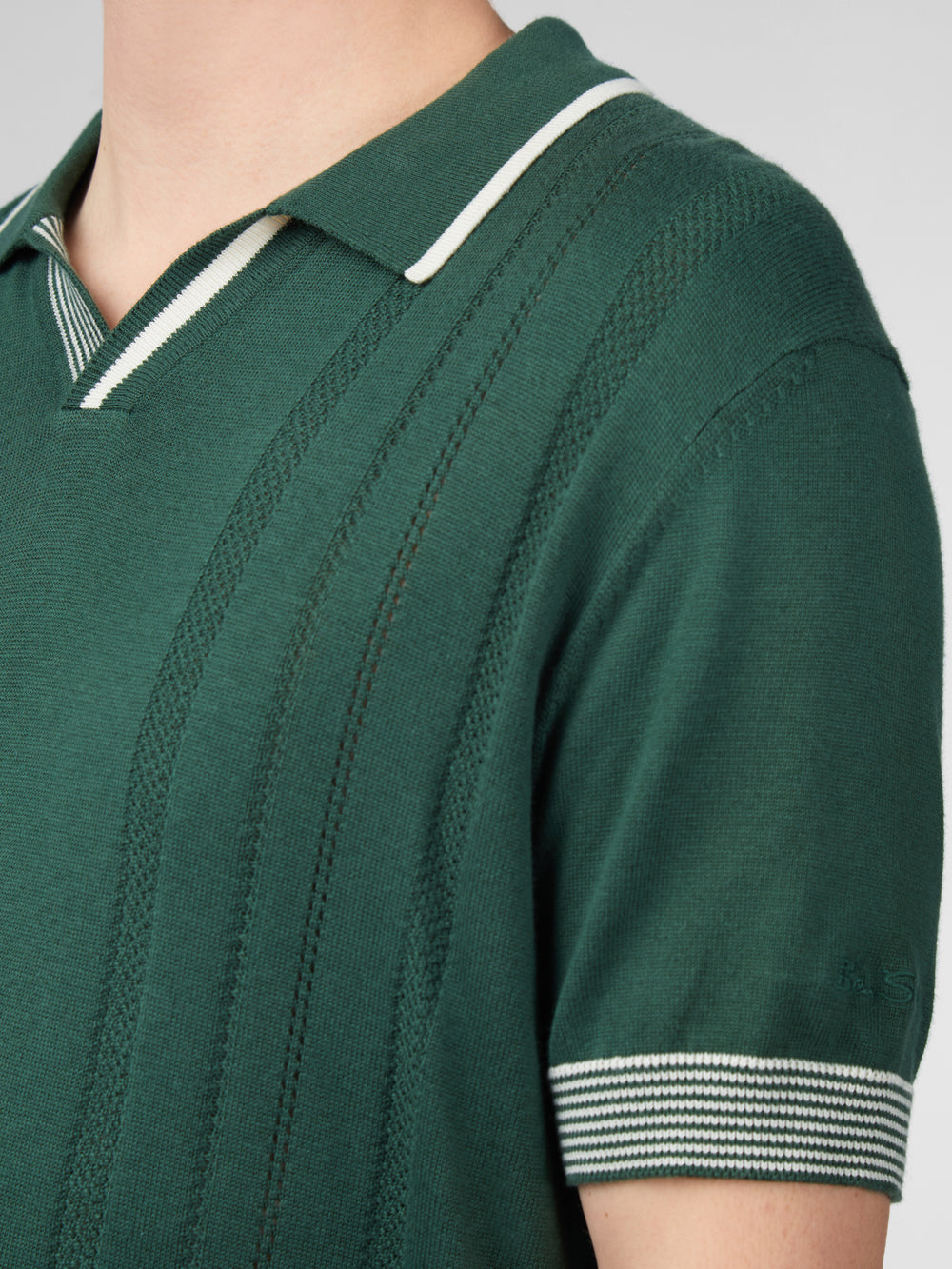 Prendas De Punto Ben Sherman Signature Open Neck Polo Verde | 612-OEGCZF