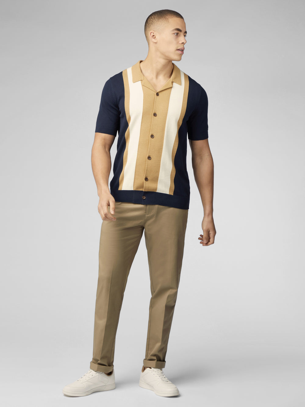 Prendas De Punto Ben Sherman Signature Resort Neck Button Through Polo Azul Marino | 618-ETLZVA