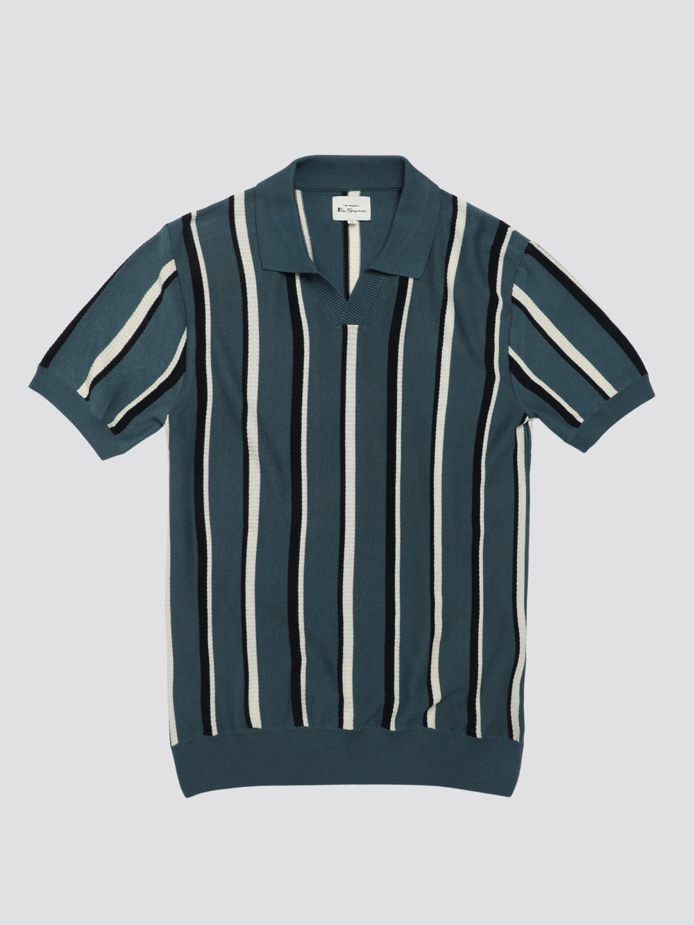 Prendas De Punto Ben Sherman Signature Vertical Stripe Open Neck Polo Turquesa | 501-SPDBOR