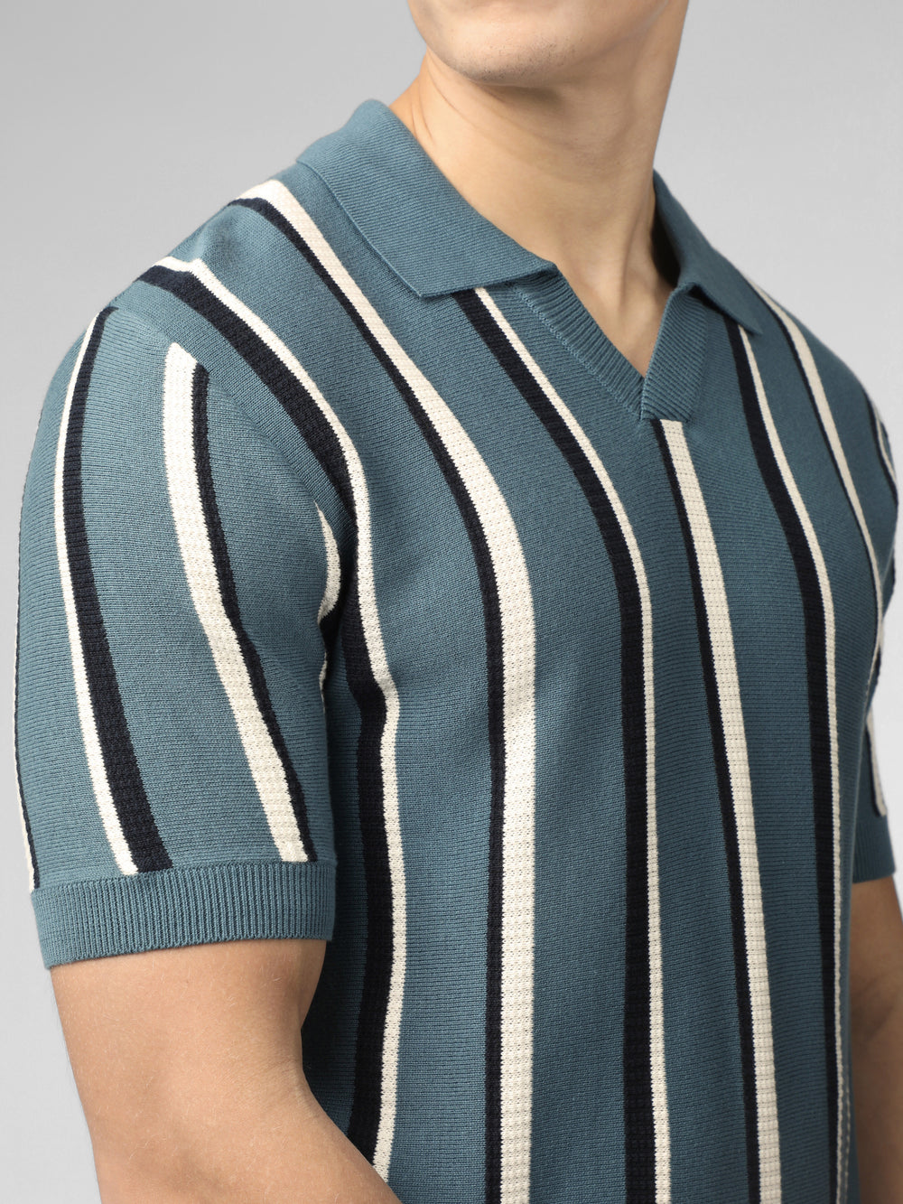 Prendas De Punto Ben Sherman Signature Vertical Stripe Open Neck Polo Turquesa | 501-SPDBOR