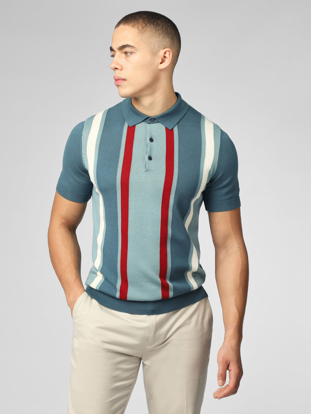 Prendas De Punto Ben Sherman Signature Vertical Stripe Polo Turquesa | 286-UWKZDG