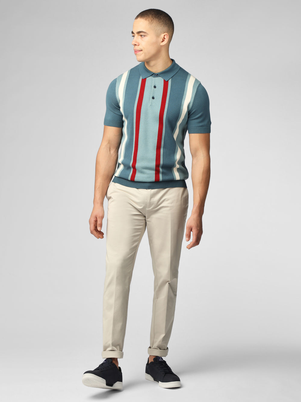 Prendas De Punto Ben Sherman Signature Vertical Stripe Polo Turquesa | 286-UWKZDG