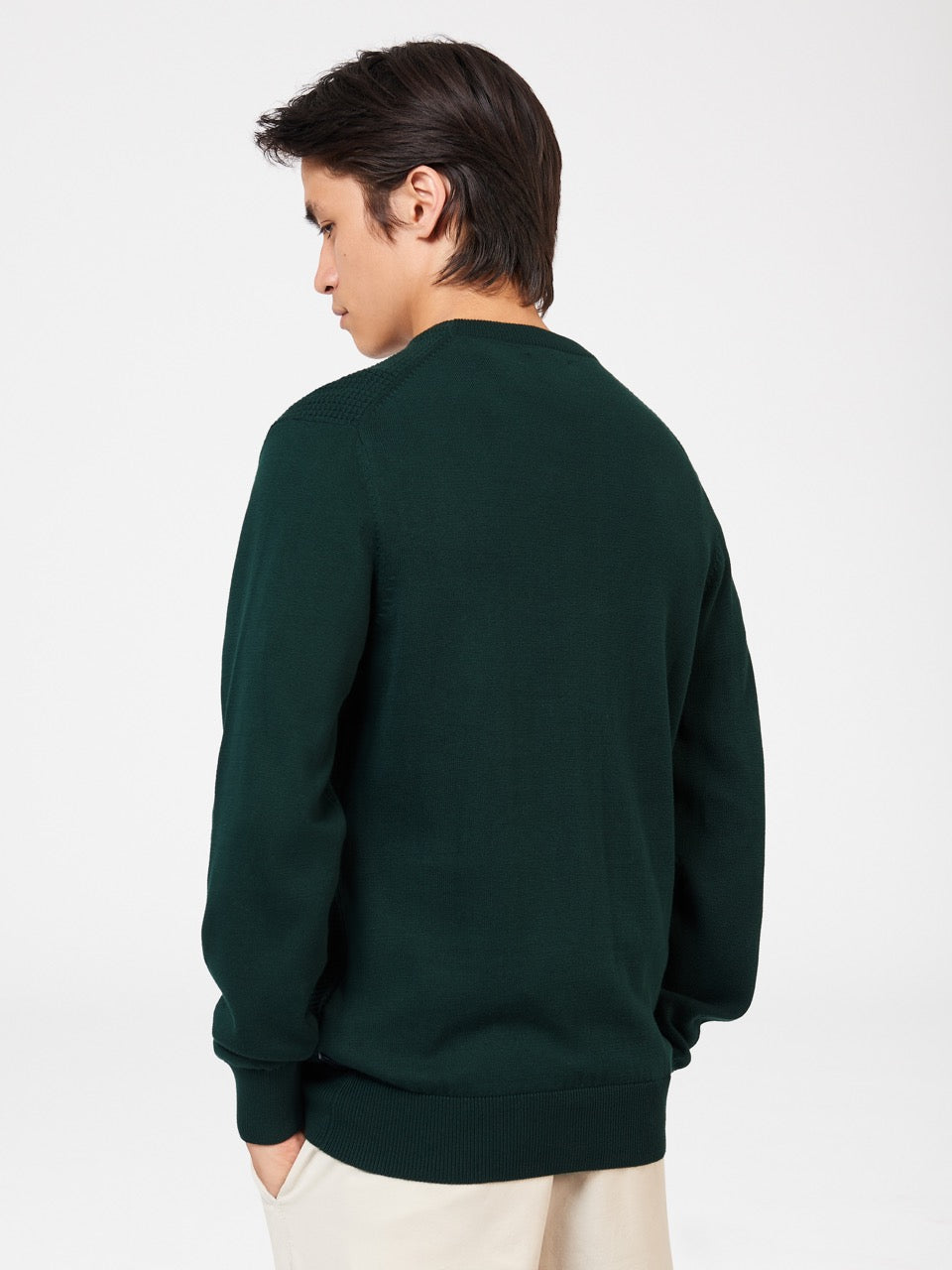 Prendas De Punto Ben Sherman Textured Crewneck Verde Oscuro | 206-LIEUPC