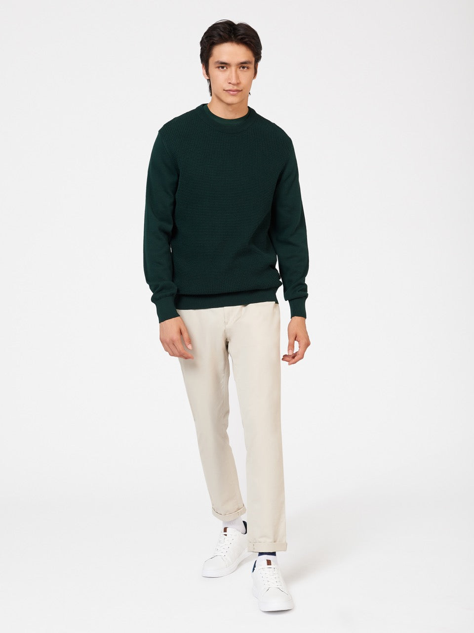 Prendas De Punto Ben Sherman Textured Crewneck Verde Oscuro | 206-LIEUPC