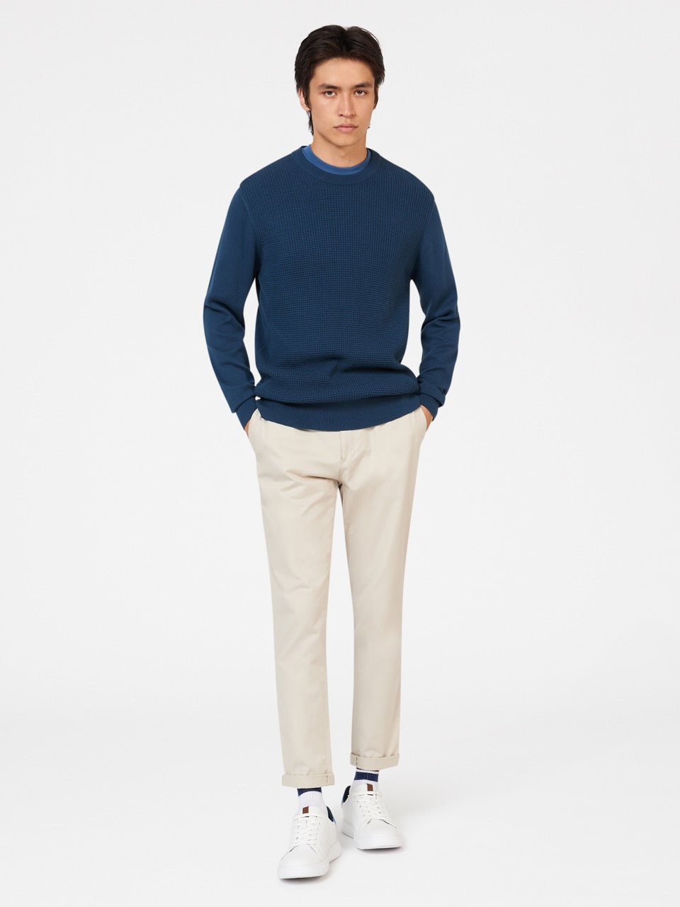 Prendas De Punto Ben Sherman Textured Crewneck Indigo | 509-PCNOZI