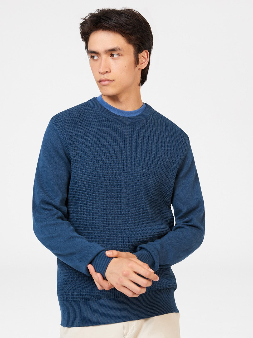 Prendas De Punto Ben Sherman Textured Crewneck Indigo | 509-PCNOZI