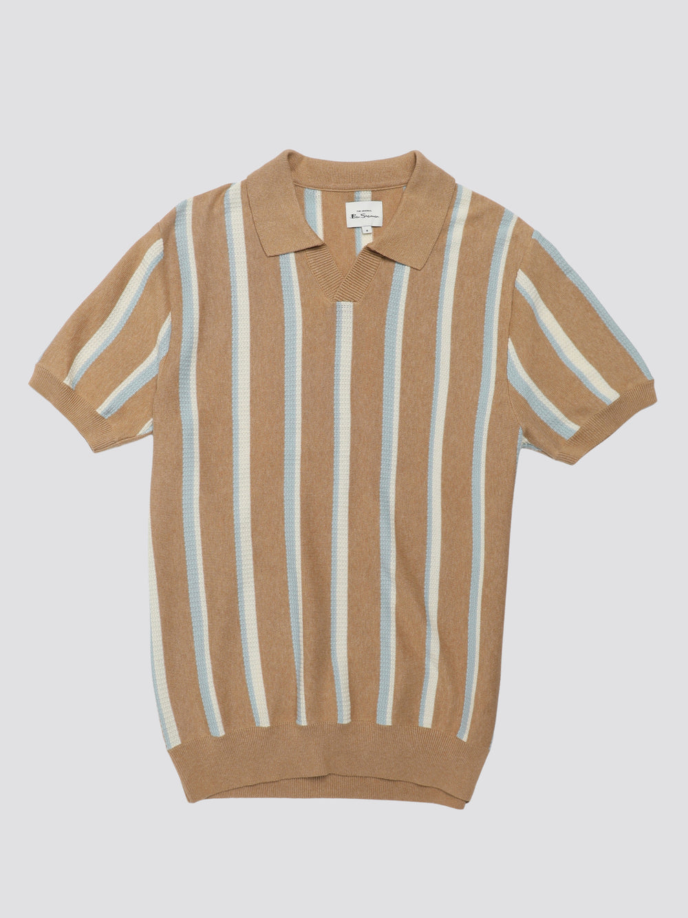 Prendas De Punto Ben Sherman Vertical Stripe Open Neck Polo Gris | 240-KLGWSX