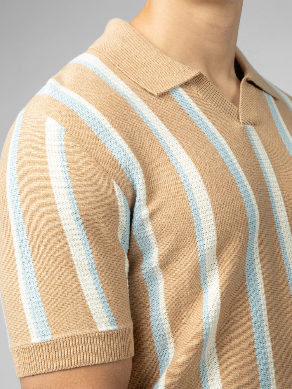 Prendas De Punto Ben Sherman Vertical Stripe Open Neck Polo Gris | 240-KLGWSX