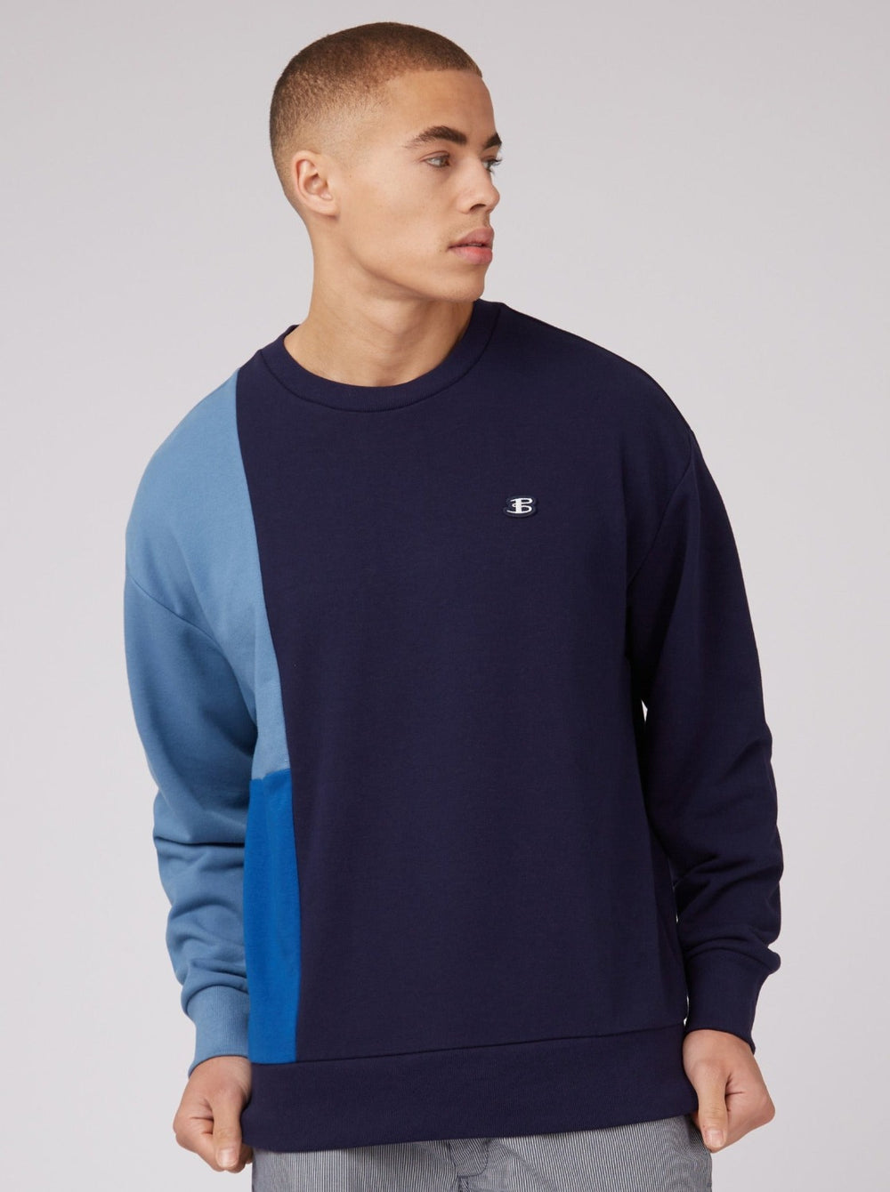 Sudaderas Ben Sherman B by Ben Sherman Colorblock Crewneck Azules | 395-VWSAJM