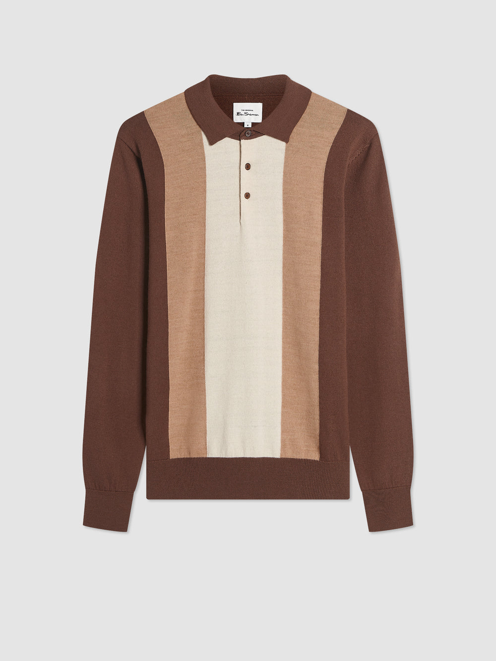 Suéteres De Cuello Polo Ben Sherman Block Stripe Merino Chocolate | 310-TZKAMV