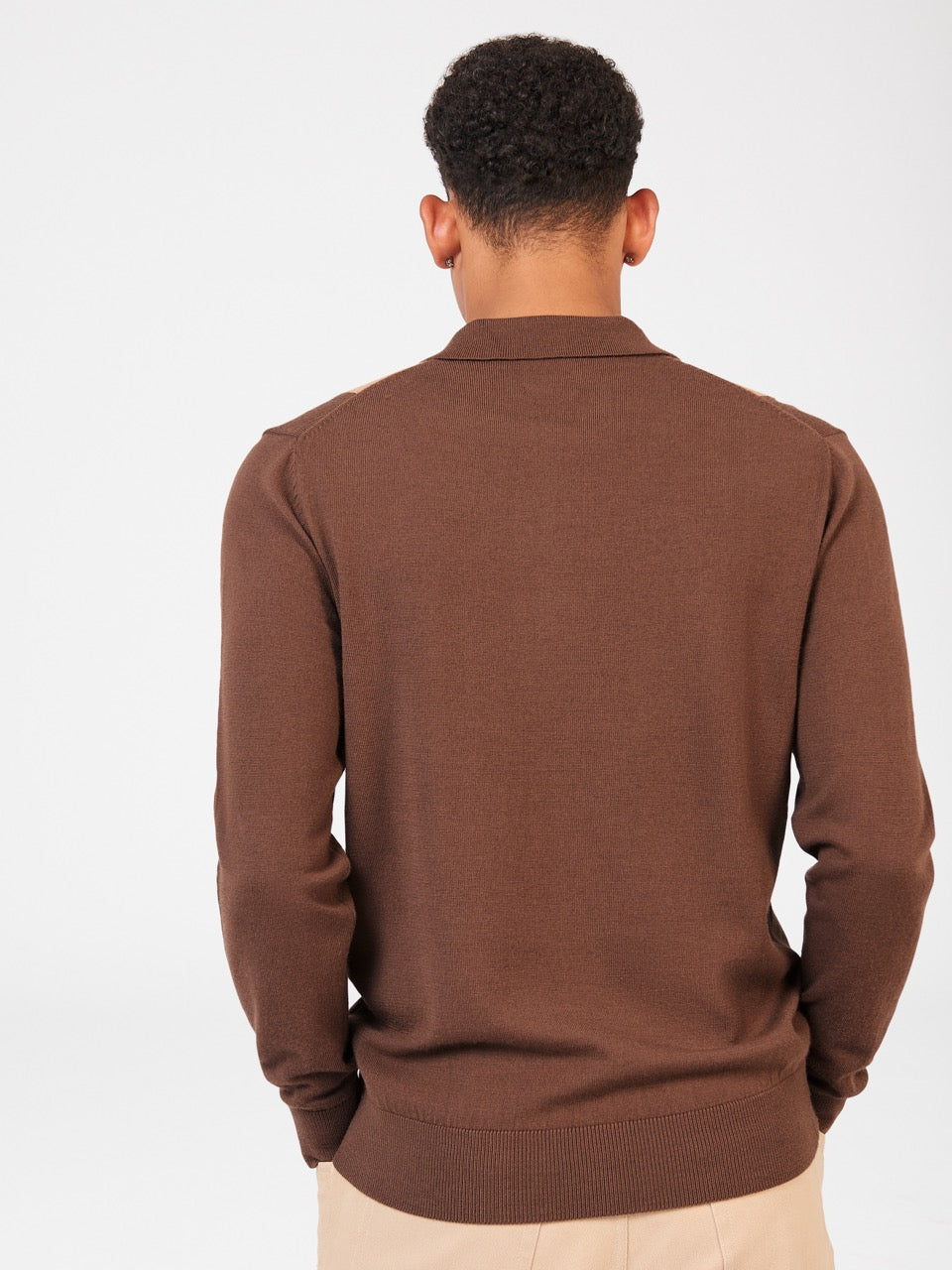 Suéteres De Cuello Polo Ben Sherman Block Stripe Merino Chocolate | 310-TZKAMV