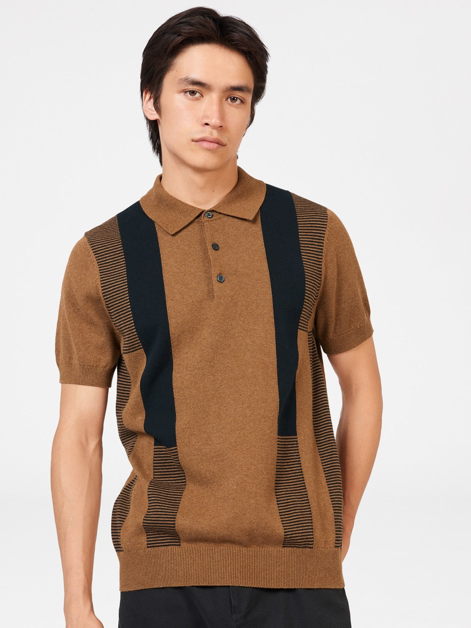 Suéteres De Cuello Polo Ben Sherman Intarsia Stripe Marrones | 643-UOLDPE