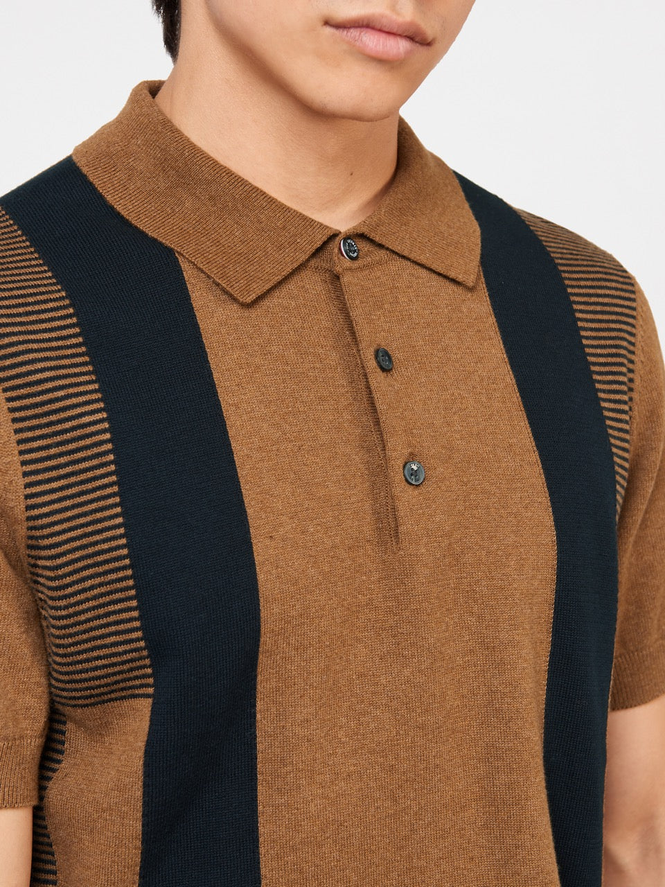 Suéteres De Cuello Polo Ben Sherman Intarsia Stripe Marrones | 643-UOLDPE