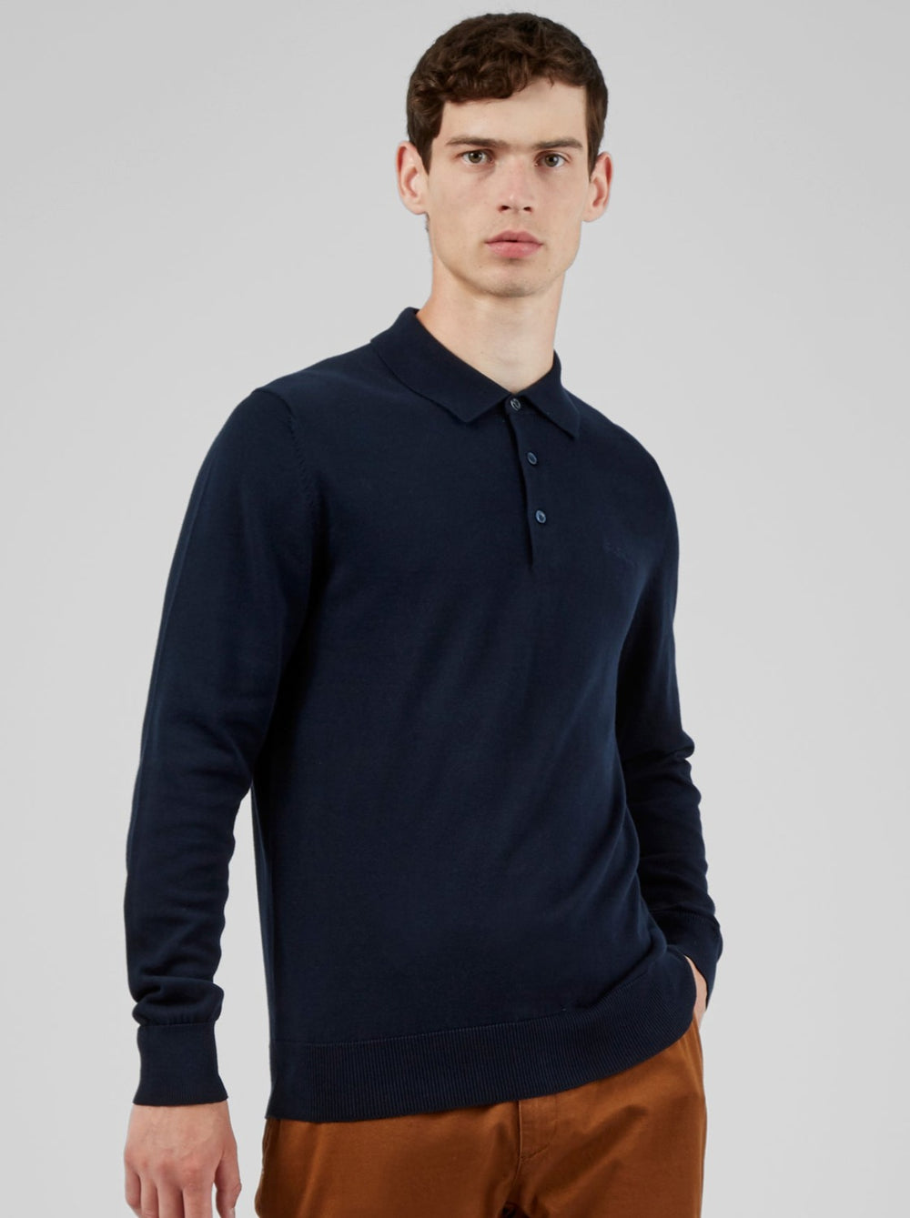 Suéteres De Cuello Polo Ben Sherman Signature Long-Sleeve Azul Marino | 076-MXRIYG