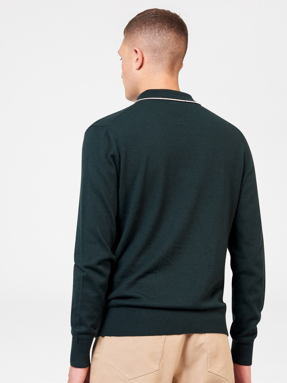 Suéteres De Cuello Polo Ben Sherman Tipped Merino Verde Oscuro | 397-HSQMLU