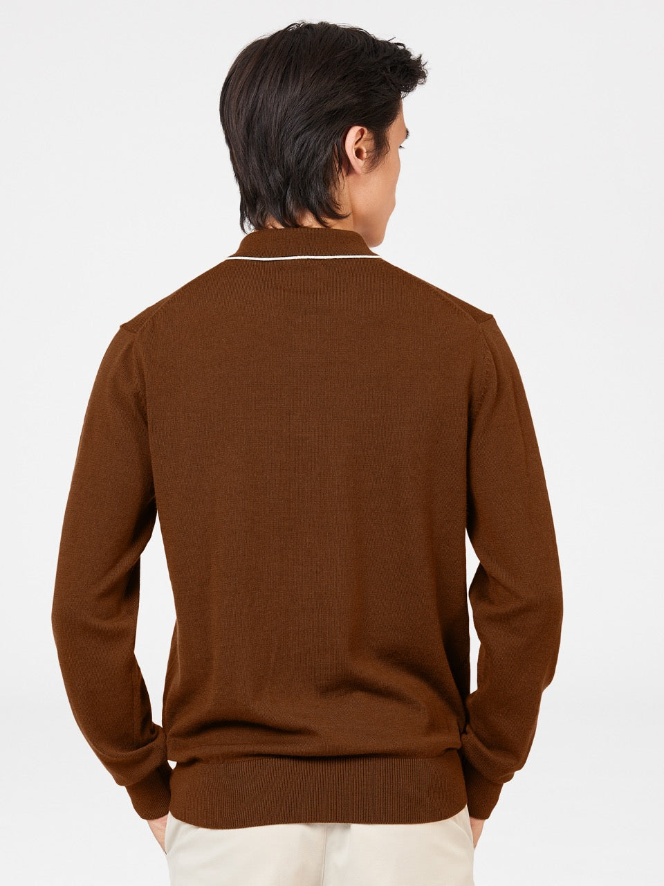 Suéteres De Cuello Polo Ben Sherman Tipped Merino Marrones | 791-CVDZSW