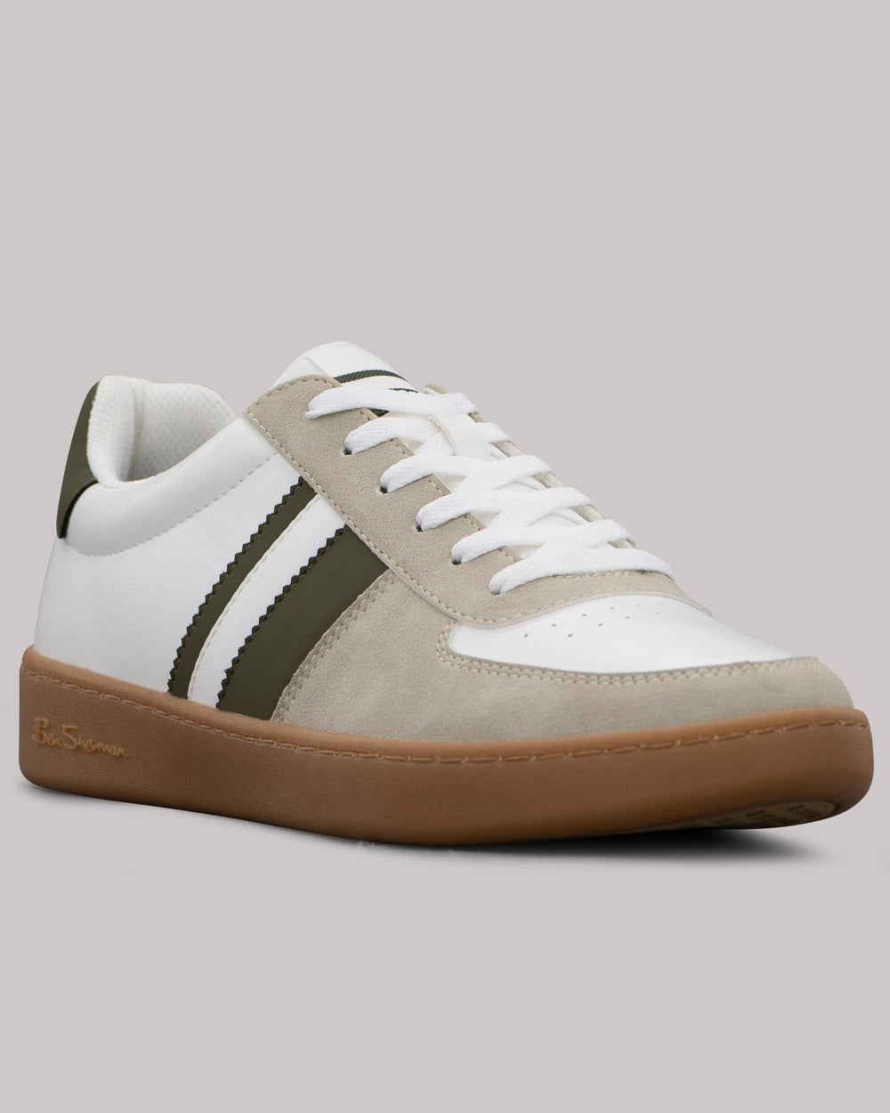 Tenis Ben Sherman Hyde Olive Stripe Blancas | 891-AVHDEX