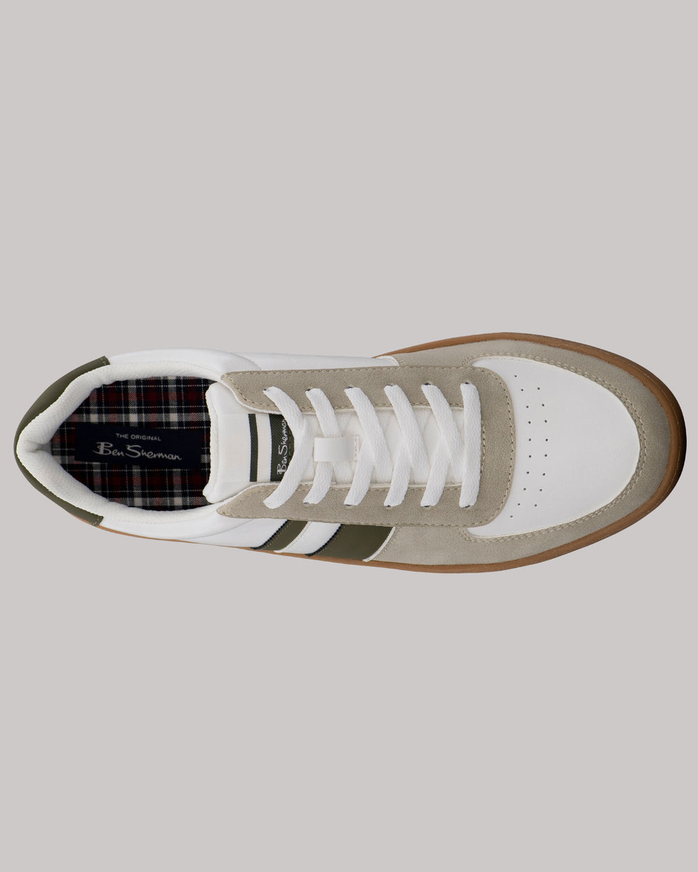 Tenis Ben Sherman Hyde Olive Stripe Blancas | 891-AVHDEX