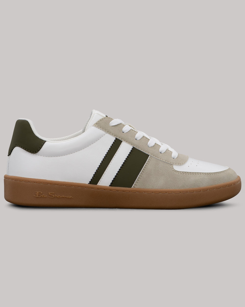 Tenis Ben Sherman Hyde Olive Stripe Blancas | 891-AVHDEX